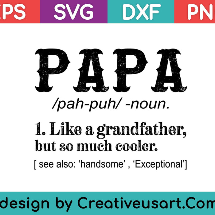 Definition Of PaPa T-Shirt Gift For Father's Days SVG PNG Cutting Printable Files