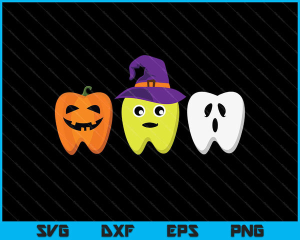 Mondhygiënist Halloween Pompoen Ghost Witch Tooth Doctor SVG PNG-bestanden