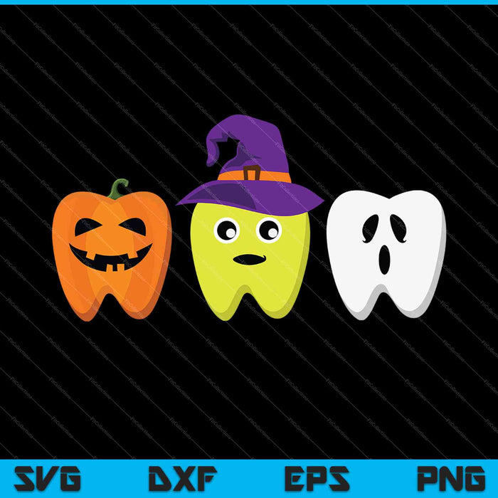 Higienista dental Halloween Calabaza Fantasma Bruja Diente Doctor SVG PNG Archivos