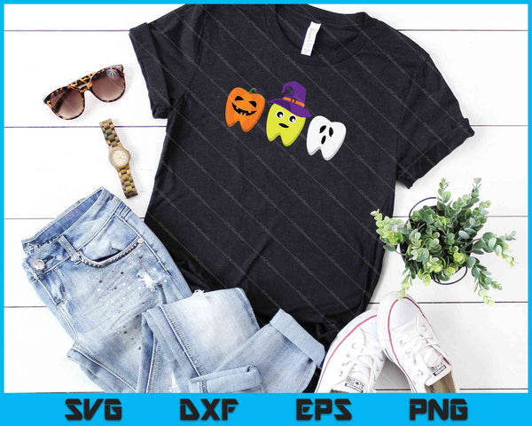 Mondhygiënist Halloween Pompoen Ghost Witch Tooth Doctor SVG PNG-bestanden - on a t-shirt
