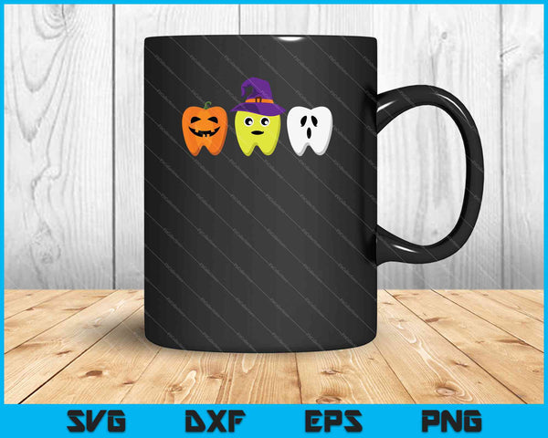 Mondhygiënist Halloween Pompoen Ghost Witch Tooth Doctor SVG PNG-bestanden