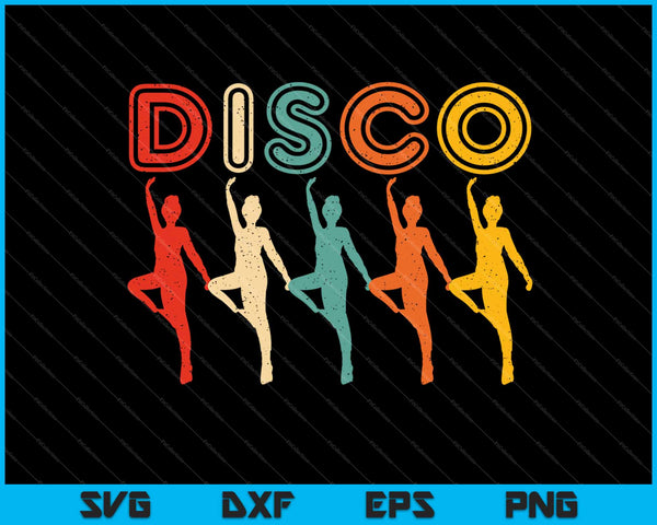 Disco 70s Disco Temática Vintage Retro Bailando SVG PNG Cortando Archivos Imprimibles