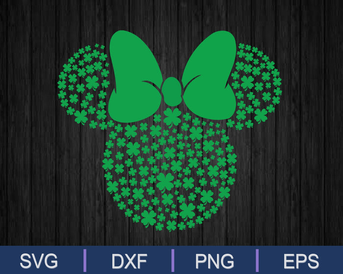 Minnie Mouse Icon Green Shamrocks St. Patrick's Day SVG PNG Cutting Printable Files
