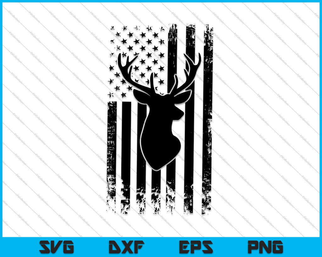 Distressed American Flag Deer Hunting SVG PNG Files – creativeusarts