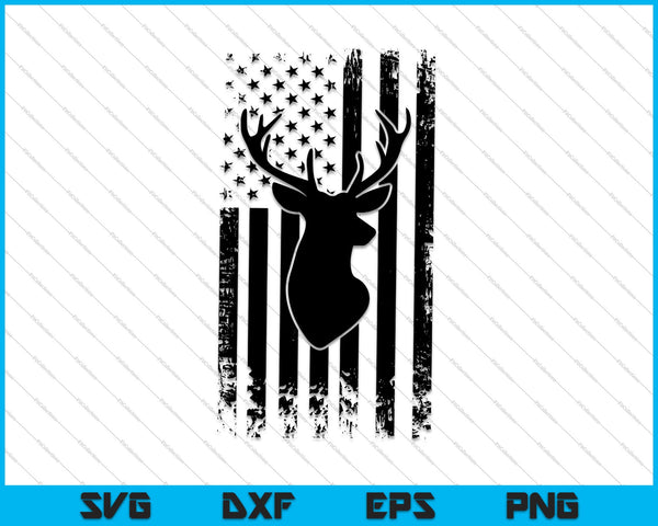 Distressed American Flag Deer Hunting SVG PNG Cutting Printable Files