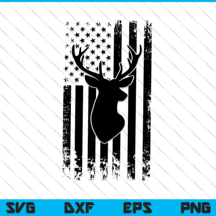 Angustiado bandera americana caza de ciervos SVG PNG cortando archivos imprimibles