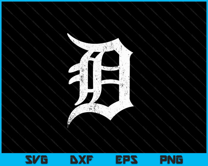Verontruste Detroit D belettering Design SVG PNG snijden afdrukbare bestanden