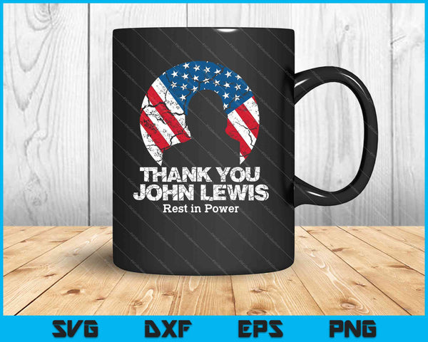 Bandera de EE.UU. angustiada Gracias John Lewis Rest in Power SVG PNG Cortando archivos imprimibles