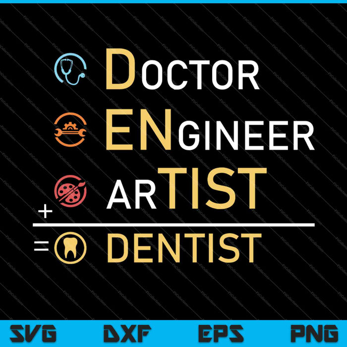 Doctor Ingeniero Artista Dentista Divertido Dental SVG PNG Cortando Archivos Imprimibles