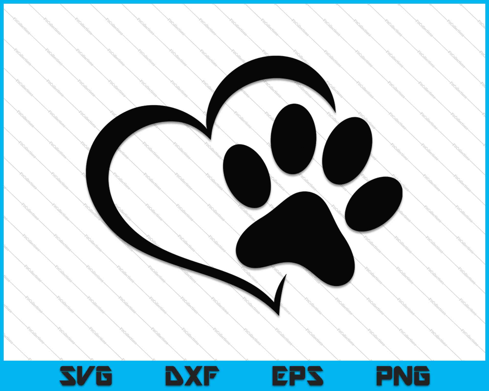 Dog Paw Heart Print SVG File, Dog Love Clipart