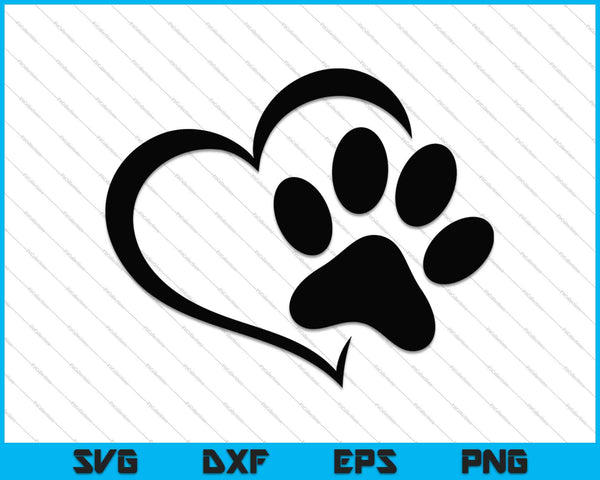 Dog paw heart print SVG PNG Cutting Printable Files