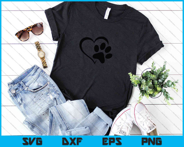 Dog paw heart print SVG PNG Cutting Printable Files - on a t-shirt