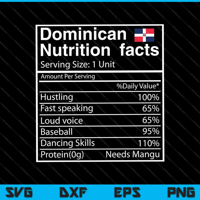 Dominican Nutrition Facts Cool and Modern SVG PNG Cutting Printable Files