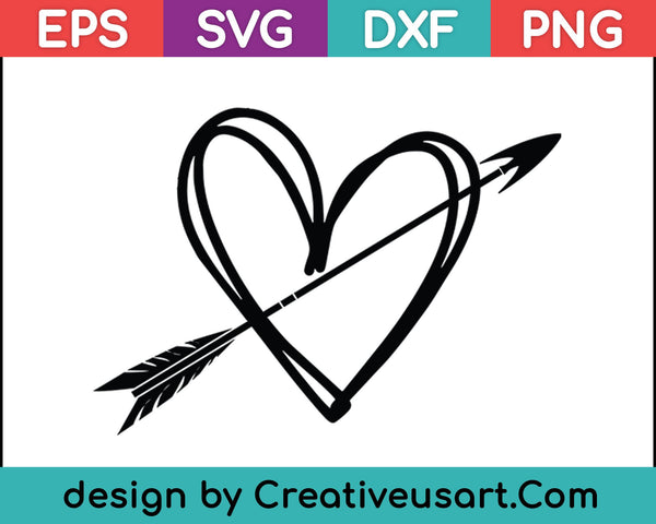 Doodle Heart SVG PNG Cutting Printable Files