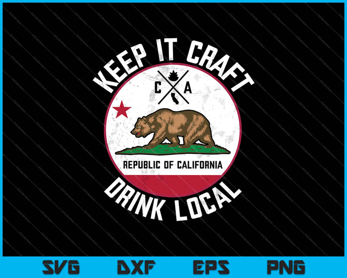 Drink lokale Californië Vintage ambachtelijke bierbrouwen SVG PNG snijden afdrukbare bestanden