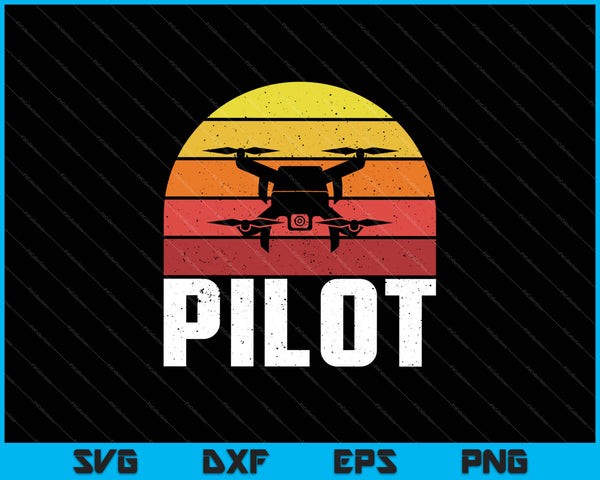 Drone cadeau Vintage Quadcopter SVG PNG snijden afdrukbare bestanden