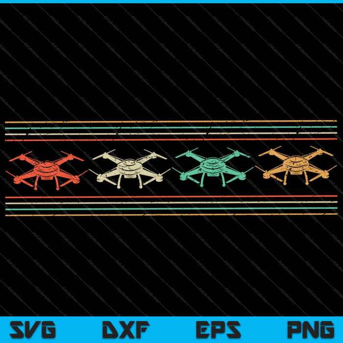 Drone Quadcopter FPV UAV Vintage SVG PNG Cortando archivos imprimibles