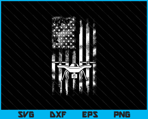 Drone Racing Distressed USA American Flag Quadcopter Pilot SVG PNG Files