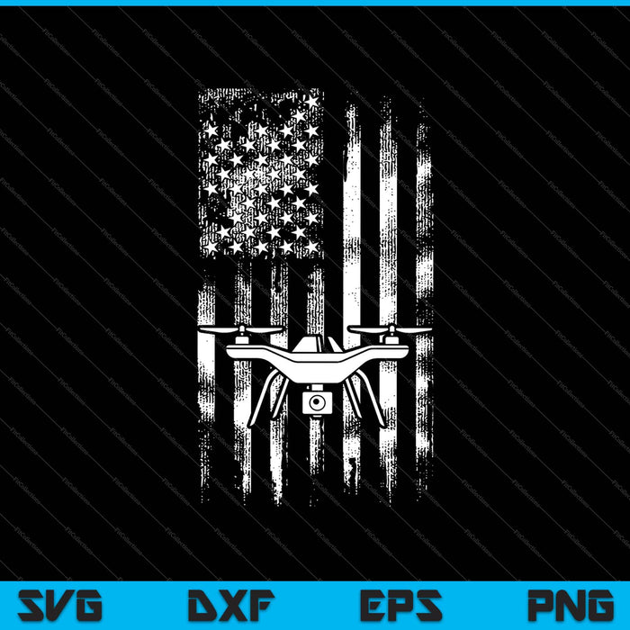Drone Racing Distressed USA American Flag Quadcopter Pilot SVG PNG Files