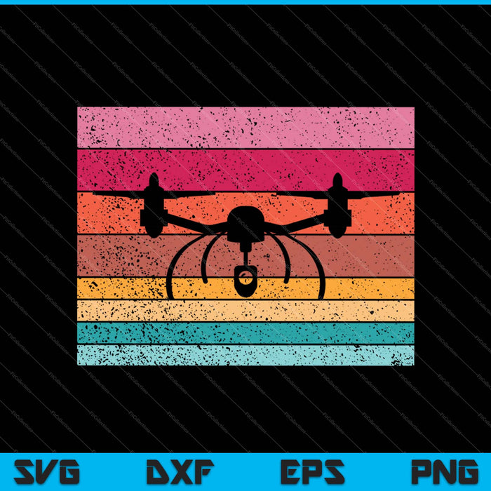 Drone shirt, vintage retro stijl quadcopter SVG PNG snijden afdrukbare bestanden
