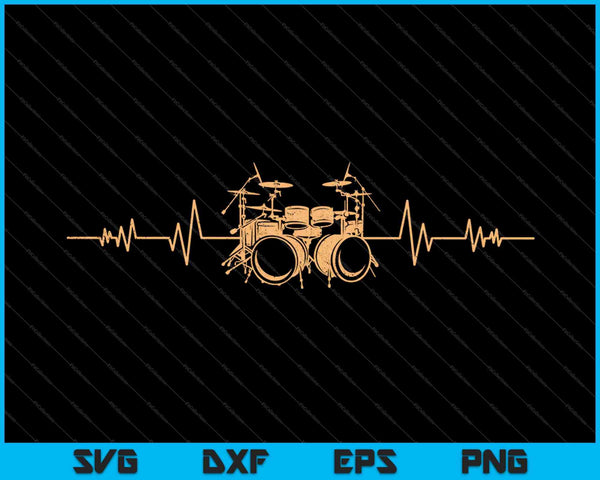 Drums Player Drum Set Heartbeat Drummer Percusión SVG PNG Cortar archivos imprimibles
