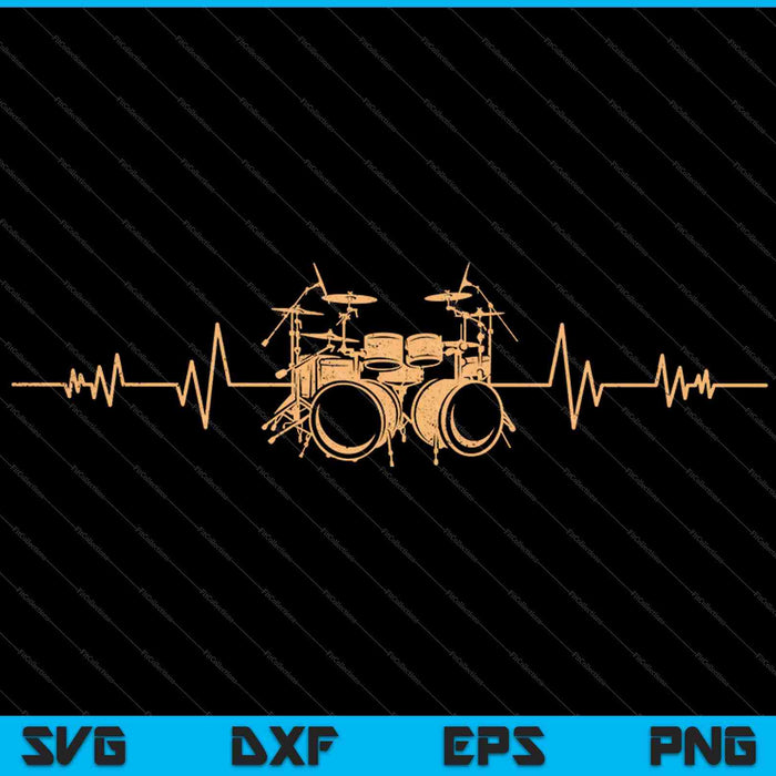 Drums Player Drum Set Heartbeat Drummer Percusión SVG PNG Cortar archivos imprimibles