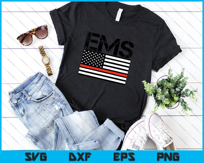 EMS Emergency Medical Services Thin Orange Line  SVG PNG Cutting Printable Files