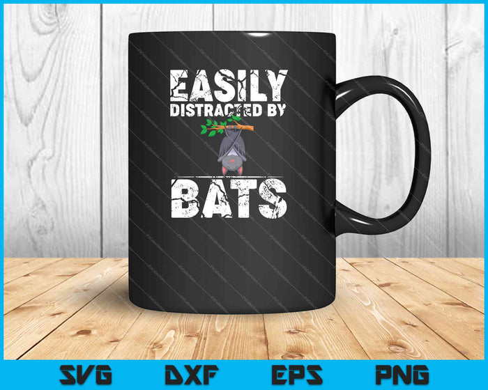 Fácilmente distraído por murciélagos divertido regalo de murciélago Halloween SVG PNG cortando archivos imprimibles