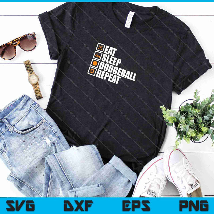 Eat Sleep Dodgeball Repetir SVG PNG Cortar archivos imprimibles