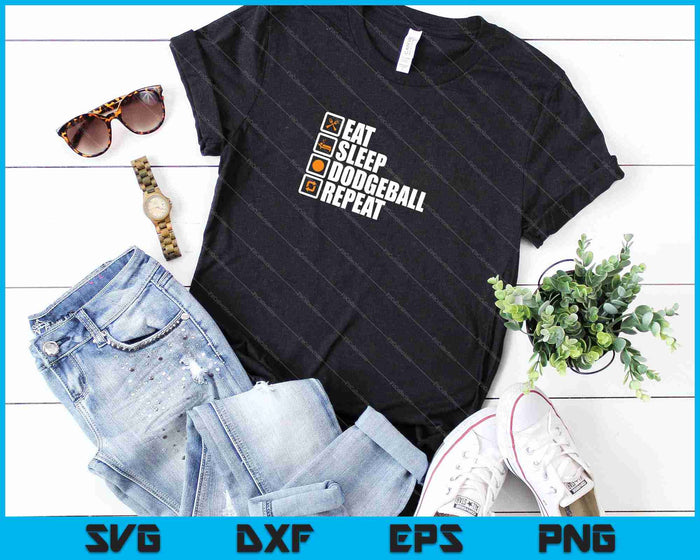 Eat Sleep Dodgeball Repetir SVG PNG Cortar archivos imprimibles