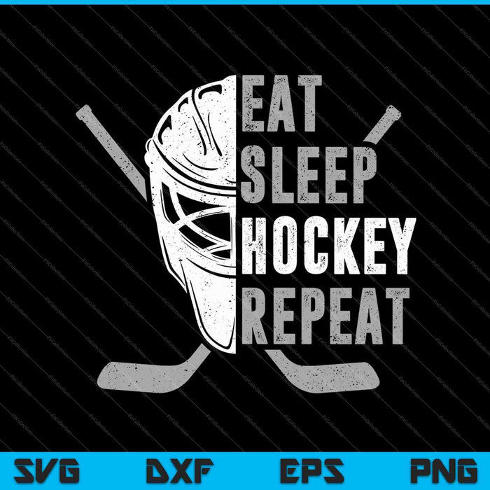 Comer dormir hockey repetir SVG PNG cortar archivos imprimibles