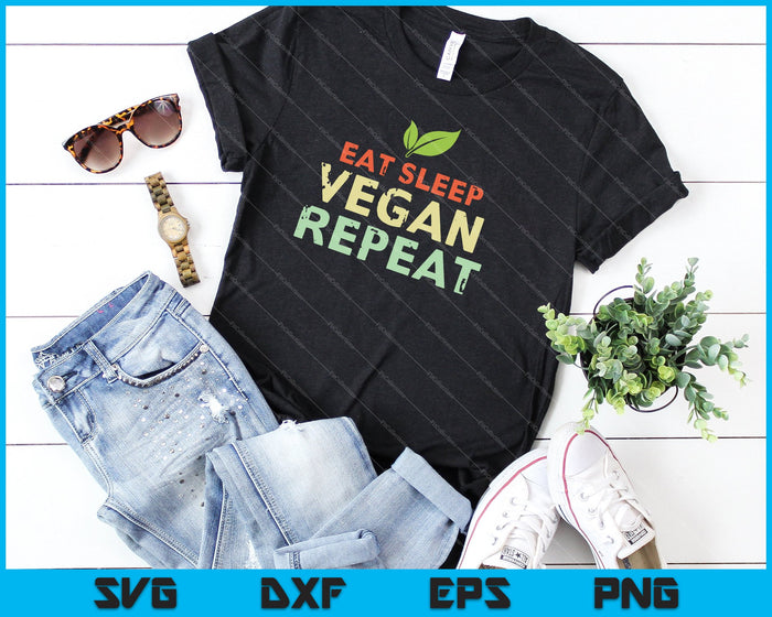 Eat Sleep Vegan Repeat SVG PNG Cutting Printable Files