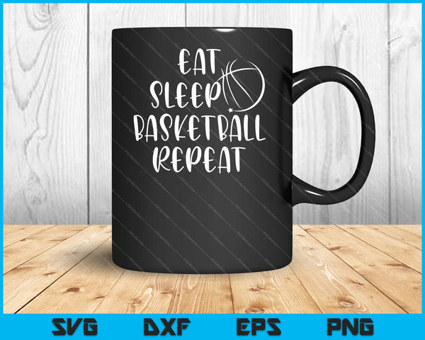 Comer dormir baloncesto Repetir SVG PNG Cortar archivos imprimibles