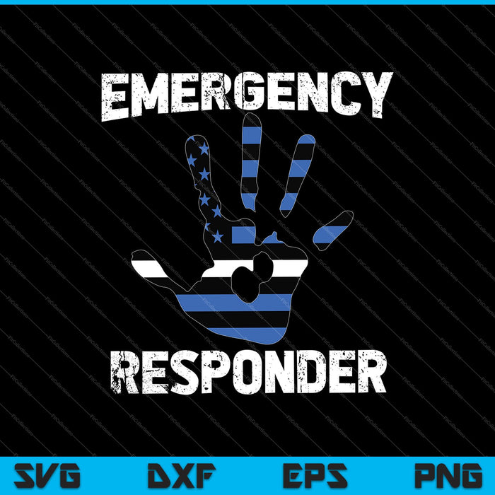 Emergency Responder Handprint Flag 911 Services SVG PNG Cutting Printable Files