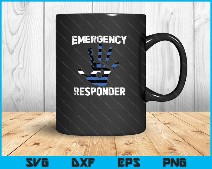 Bandera de huella de mano de emergencia Servicios 911 SVG PNG Cortar archivos imprimibles 