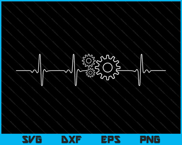 Ingeniero Me encanta Ingeniería Engranajes Heartbeat SVG PNG Cortar archivos imprimibles