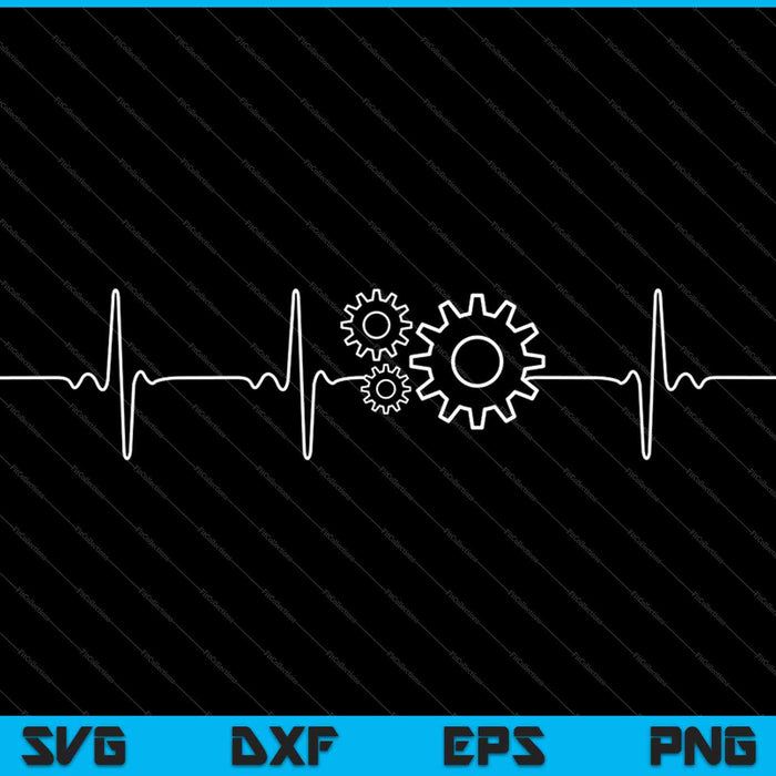 Engineer I Love Engineering Gears Heartbeat SVG PNG Cutting Printable Files