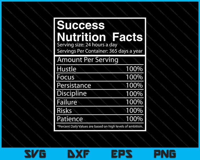 Entrepreneur Success Nutrition Facts SVG PNG Cutting Printable Files