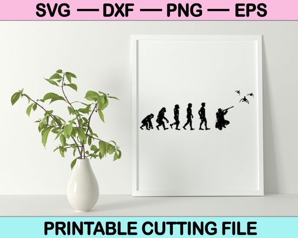 Evolución pato caza SVG PNG corte archivos imprimibles