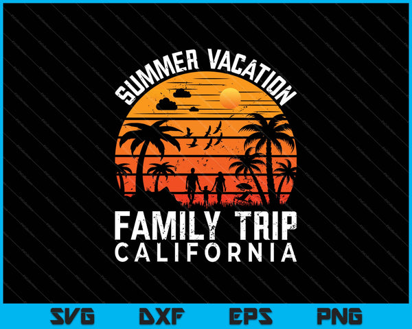 Familie-uitje van zomervakantie in Californië SVG PNG snijden afdrukbare bestanden