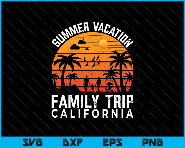 Familie-uitje van zomervakantie in Californië SVG PNG snijden afdrukbare bestanden