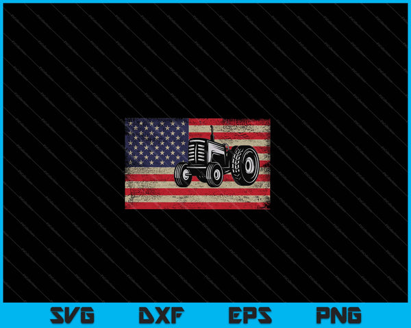 Tractores agrícolas Bandera de EE. UU. Regalo agrícola patriótico SVG PNG Cortar archivos imprimibles