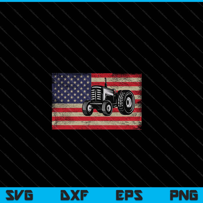Farm Tractors USA Flag Patriotic Farming Gift SVG PNG Cutting Printable Files