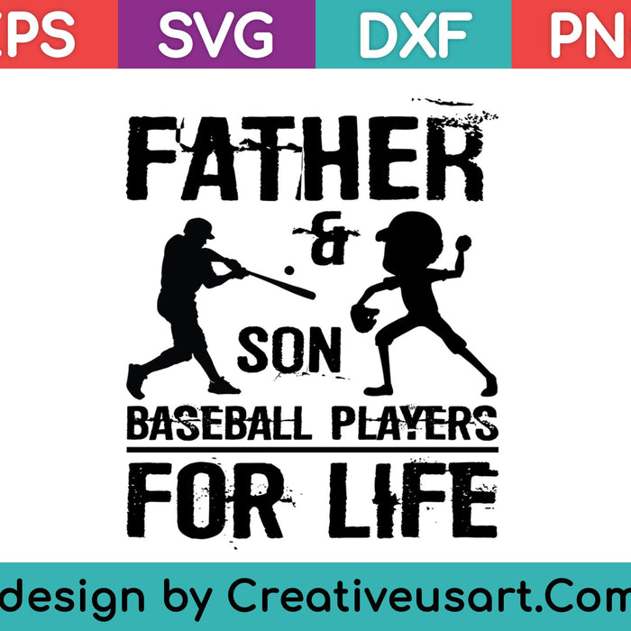 Vader en zoon honkbalspelers voor het leven SVG PNG snijden afdrukbare bestanden
