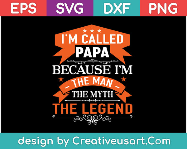Vaderdag shirt genaamd papa, ik ben de man mythe legende SVG PNG snijden afdrukbare bestanden