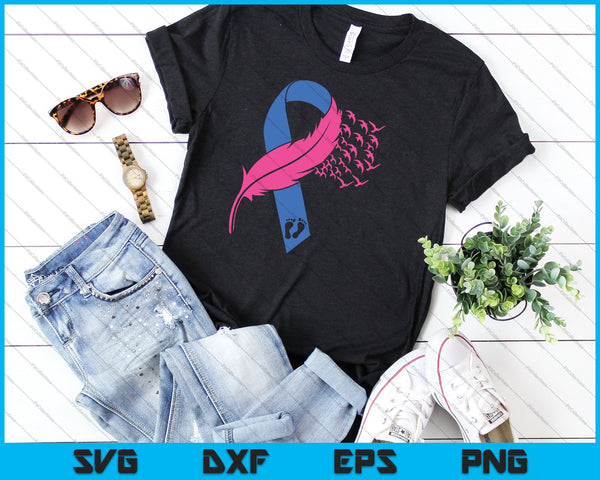 Miscarriage Infant Awareness Ribbon Feather with Birds SVG PNG Cutting Printable Files - on a t-shirt