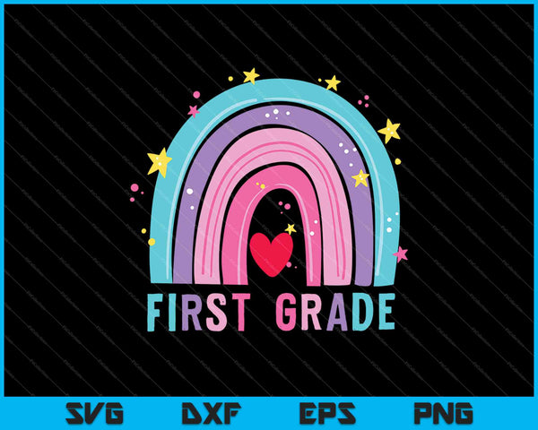 Primer grado Rainbow Girls Boys Teacher SVG PNG Cortando archivos imprimibles