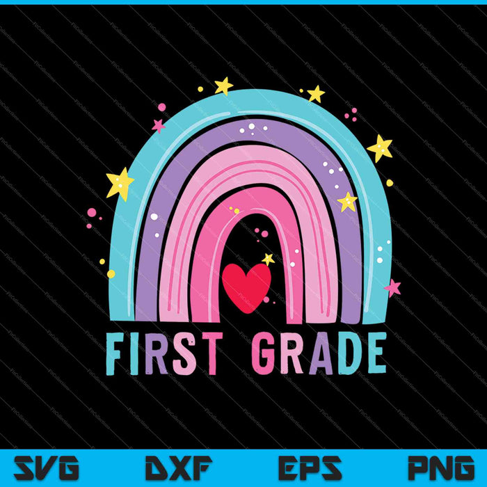 First Grade Rainbow Girls Boys Teacher SVG PNG Cutting Printable Files
