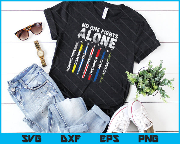 First Responders American Thin Line Police Fire Military EMS SVG PNG Cutting Printable Files - on a t-shirt