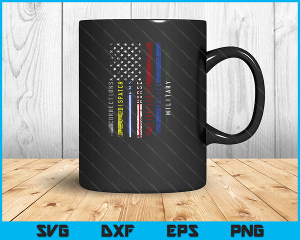 First Responders Hero Flag Nurse EMS Police Fire Military SVG PNG Cutting Printable Files
